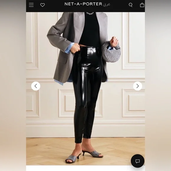 SPANX faux patent leather leggings, black, size L - Picture 2 of 9